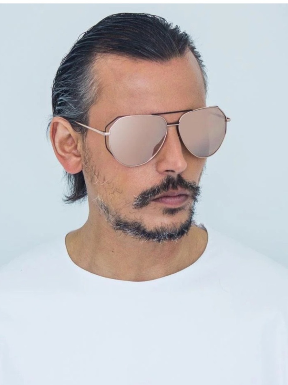 Linda Farrow Rose Gold Oversized Angular Aviator Sunglasses LFL 351 C7 Full Set